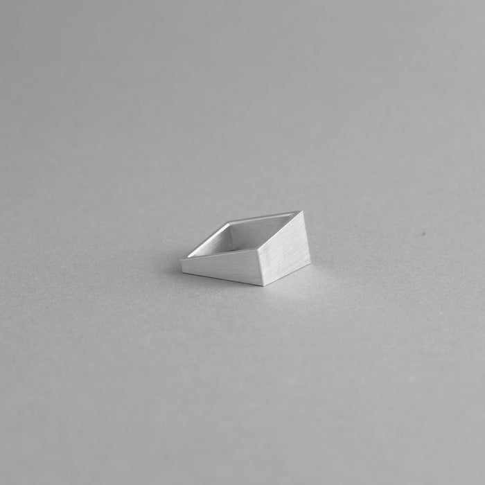 MK3 ASYMMETRIC RING in BLACK + ALUMINUM SQUARE RING | Minimalist Handcrafted Jewelry Set-4